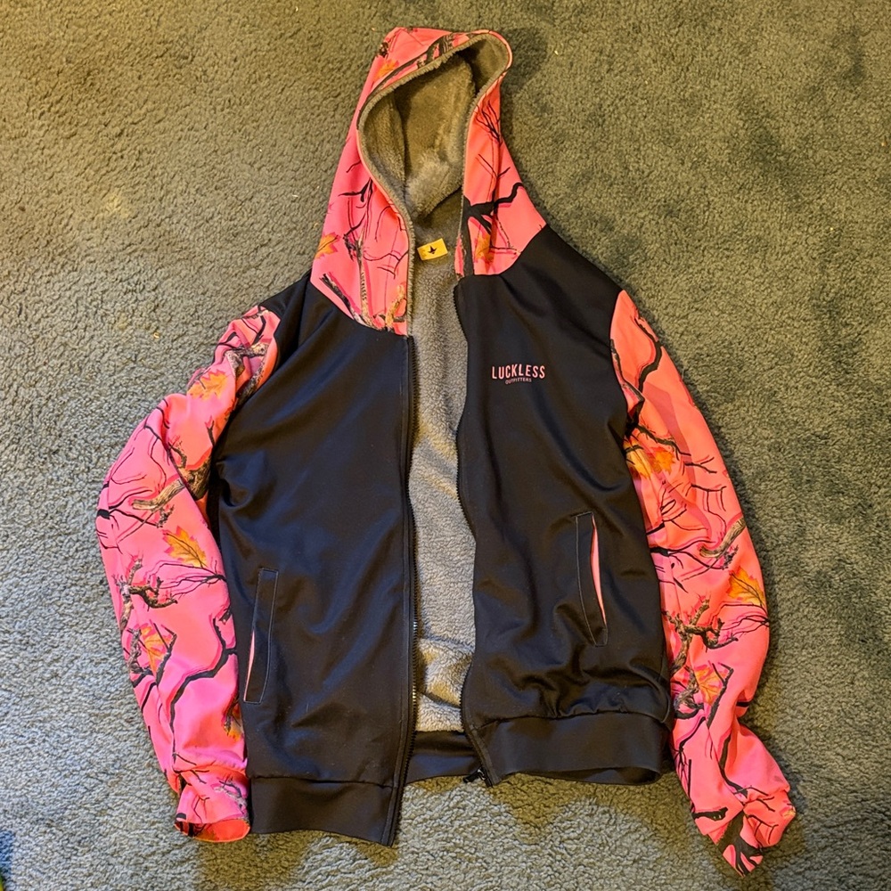 Lukless Pink and Black Camo Women's Hoodie